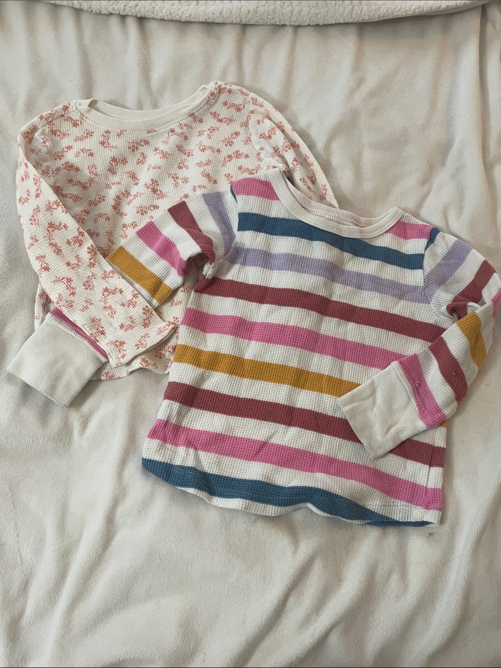 ⭐️Kids Long Sleeve Waffle Stripe & Floral Tops